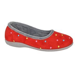 Sleepers Womens/Ladies Isla Dotted Slippers / Red/Gray